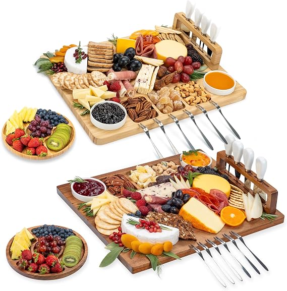Flat Acacia Wood Charcuterie Boards Gift Set Bundle
