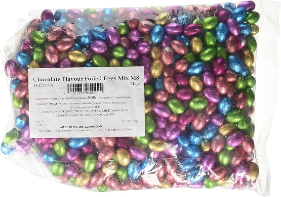 Foil Chocolate Mini Eggs 3KG - Approx 600 Mixed Colour Chocolate Eggs - Bulk Easter Hunt Treats - For Easter Parties & Celebrations