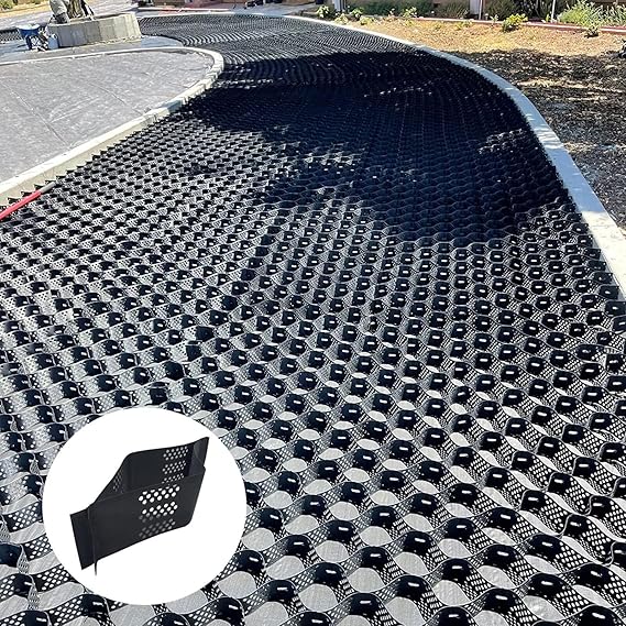 2"Inch Geogrid Driveway, 3ft/ 6ft/ 10ft/ 16ft/ 20ft/ 26ft/ 30ft Geocell Grid, Geo Grid Gravel Stabilizer for Driveway Light Truck Parking Lots, Soil Ground Mud Control Grids with Drain Hole, Easy to C