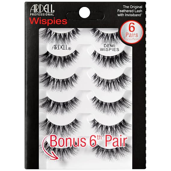 Ardell Demi Wispies Eyelashes Multi-Dimensional, Eyelashes Natural Look, 6 Pairs