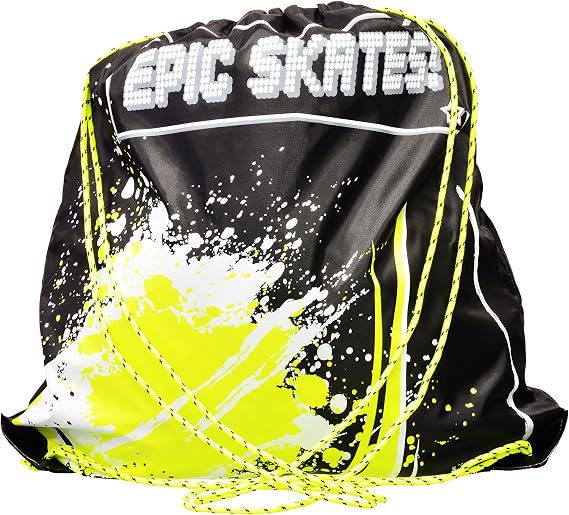Epic Skates Drawstring Bag, Black/Yellow, One Size