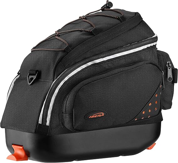Ibera Bike Bag Mini Commuter 9.5L - Clip-On Bike Rack Bag with Shoulder Strap - Hard Base Reflective Trim Taillight Compatible - Bicycle bag for Folding & Small Bikes, PAKRAK ONLY MINI RACKS