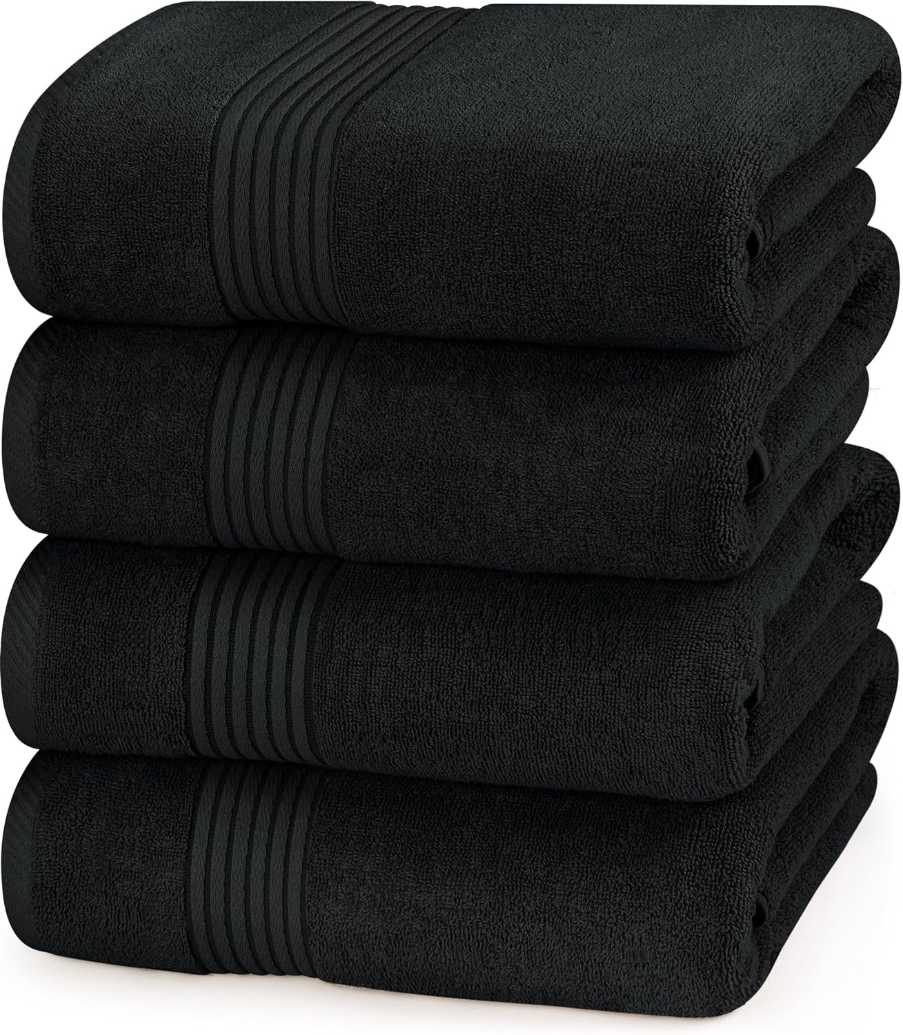 Utopia Towels 4 Pack Bath Towels Set, 27 x 54 Inches 100% Ring Spun Cotton, Quick Dry, Highly Absorbent, Soft Feel Towels, Perfect for Daily Use Black