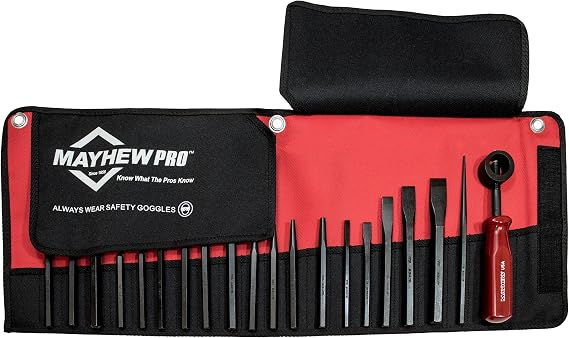 Mayhew Tools 66287 Punch and Chisel Set, Black Oxide Finish, 20-Piece Metric