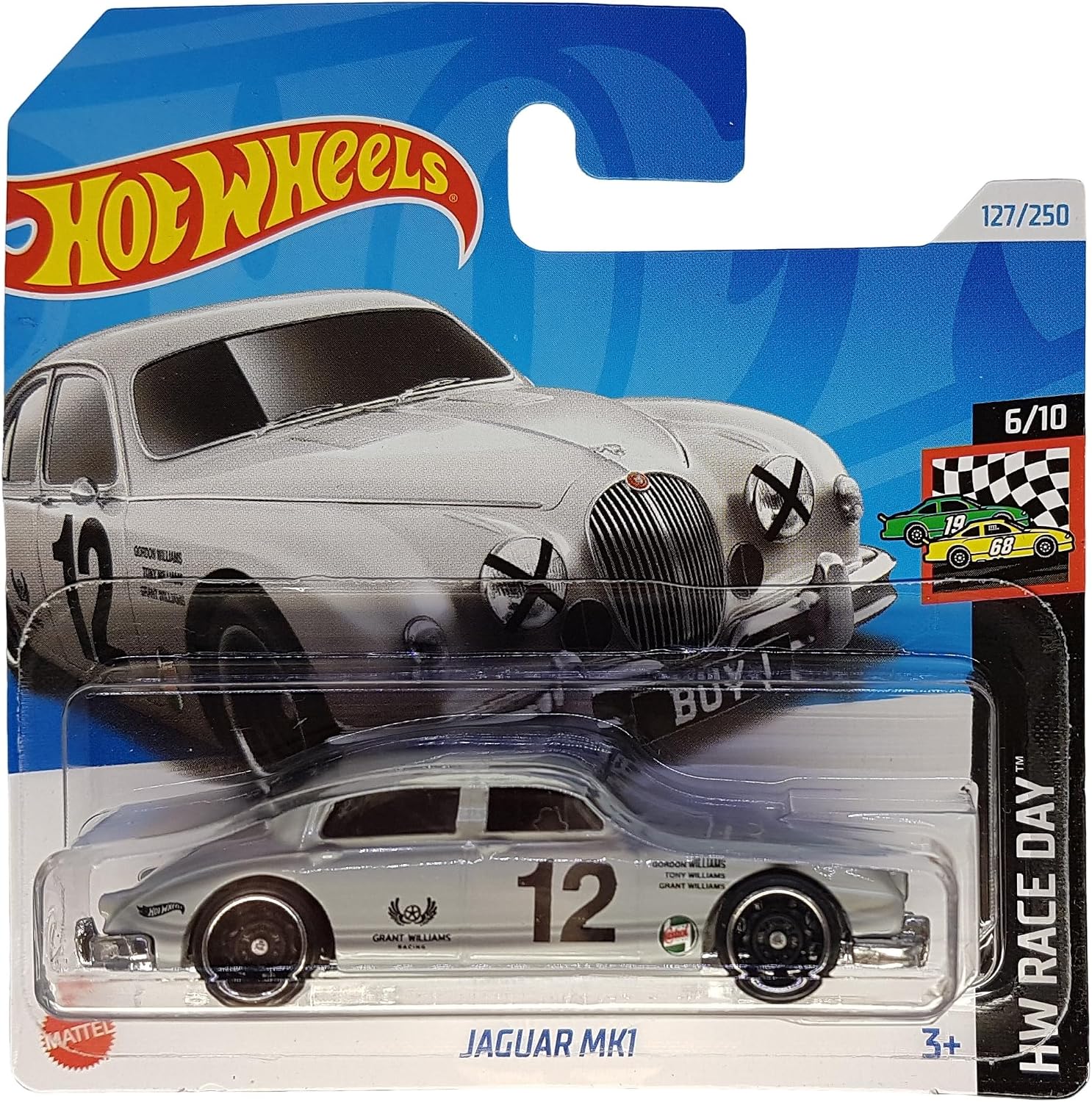 Hot Wheels - Jaguar MK1 - HW Race Day 610 - HRY80 - Short Card - Castrol - Grant Williams - grey - Mattel 2024 - 1:64