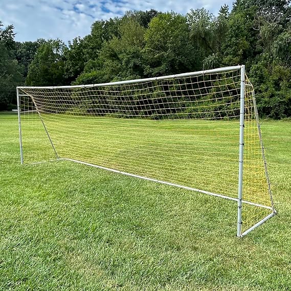 Pass Official Size 24X8X5 Ft. Steel Soccer Goal. Heavy Duty with Two NETS. Regulation Size. Professional Portable Practice Training Aid. 2"" Diameter Frame. (2 NETS+One Goal).