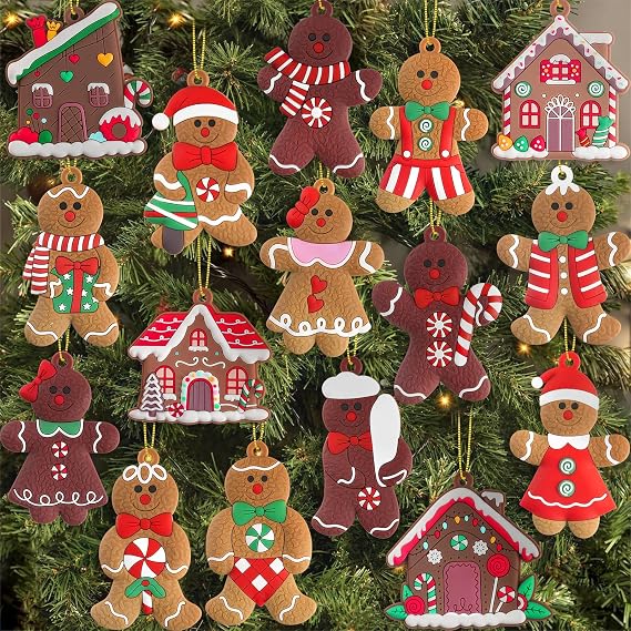 kockuu Gingerbread Man & House Ornaments for Christmas Tree Decorations