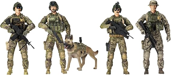 Sunny Days Entertainment Elite Force Army Ranger Action Figures 5 Pack Military Toy Soldiers Playset | Realistic Gear and Accessories