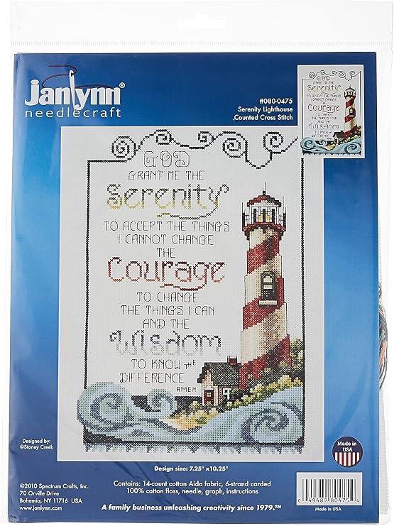 Janlynn Serenity Lighthouse Counted Cross Stitch Kit, Multi-Colored