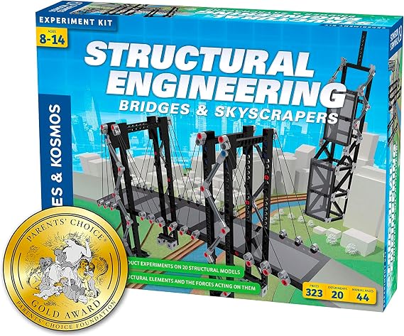 Thames & Kosmos | Structural Engineering: Bridges & Skyscrapers | Science & Engineering Kit | Build 20 Models | Learn about Force, Load, Compression, Tension | Parents' Choice Gold Award Winner, Blue