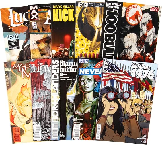 DC Marvel 18+ Comic Book Value Gift Pack- 10 Different Adult/Mature Content Comics from Vertigo, Max, and Independent Publishers - No Dupes or Fillers, Top Artists - Great for Graphic Novel & Art Fans