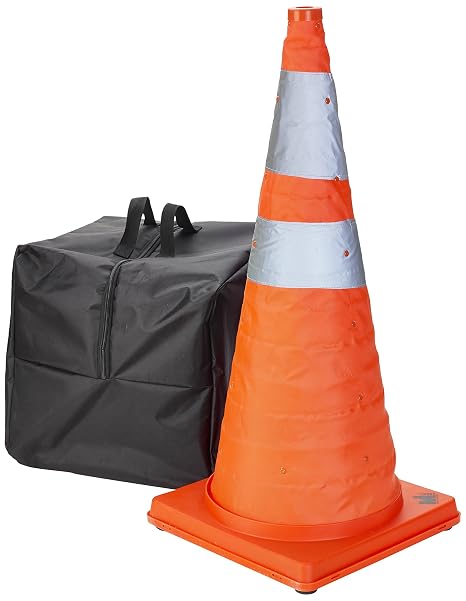 Mutual Industries 17714-5-28 Collapsible Cones, 28" Height, 12" Length, 12" Width, Plastic, Orange and Reflective Silver (Pack of 5)