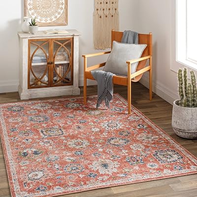 Surya Davaro Traditional Medallion Area Rug,53 x 7,Orange DAV2331-537