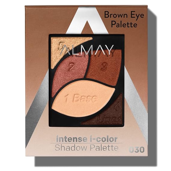Almay Intense I-Color Enhancing Eyeshadow Palette, 010 Brown Eyes, 0.1 oz | Richly pigmented five-shadow assortment expertly curated by eye color. Hypoallergenic. Ophthalmologist tested.