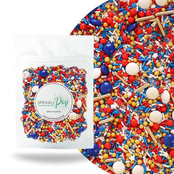 Sprinkle Pop Old Glory Sprinkle Mix, Red White Blue July 4th Sprinkles, 2oz