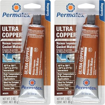 Permatex 81878 3 Oz Ultra Copper RTV Silicone Gasket Maker 2 Pack