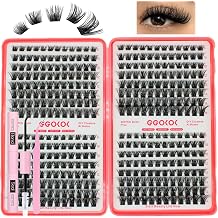Lash Clusters Wispy 384pcs Eyelash Clusters 8-16mm Cluster Eyelash Extensions Natural Volume Lash Bond and Seal Tweezer DIY Individual Lashes Clusters with Soft Thin Band(D04-Plus-Kit)