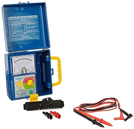 B&K Precision 307A Analog Megohmmeter Insulation and Continuity Tester, 250/500/1000V Test Voltages, 400 Megohms Insulation Resistance, 500 Ohms Low-Resistance, 600V Voltage Detection