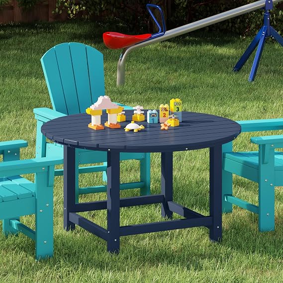 Costaelm Kids Dinner Table, Toddler Play Desk Student Desk Outdoor Childrens Picnic Tables for Children Arts & Crafts, Snack Time, Multi-Activity Table for Ages 2-8 in Home/Outside, Navy Blue