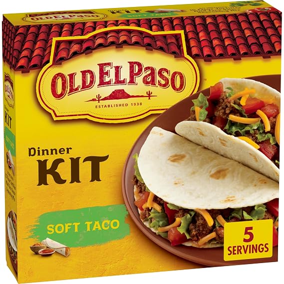 Old El Paso Soft Taco Dinner Kit, 10 ct, 12.5 oz | Kit Includes 10 Flour Tortillas, Mild Taco Sauce & Seasoning Mix, Makes 5 Servings, Shelf-Stable for Easy Meal Prep