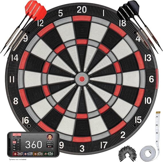 Accudart Smart Electronic Dartboard Soft Tip Board with Online Play, Bluetooth App Scoring, Stat Tracking & 15.5 Regulation Target