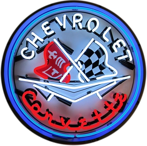 Corvette Neon Sign with Blue Outer Ring