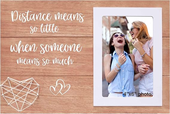 NZY Friendship Gift for Best Friend Sister Bestie BFF,Chrismas,Birthday Gift for Soul Sister Firend Bestie,Long Distance Friendship Present,Wooden Picture Frame Photo Frame,Distance Means So Little