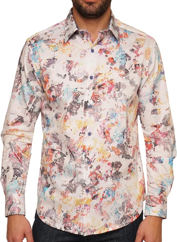 Robert Graham Men's Splash of Color Long Sleeve Button Down Woven Shirt