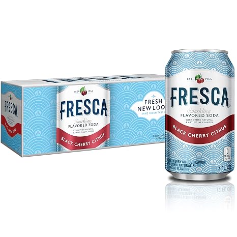 Fresca Black Cherry Soda Sparkling Flavored Soft Drink Zero Calorie and Sugar Free, 12 fl oz, 12 Pack