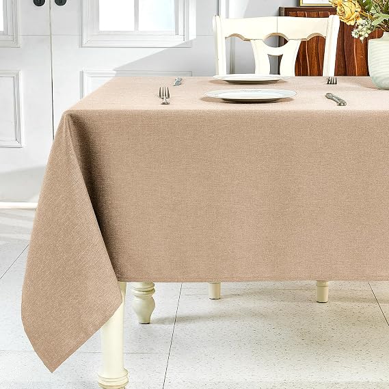 IVAPUPU Textured Linen Table Cloth for Rectangle Table, Khaki, 60 x 84 Inch
