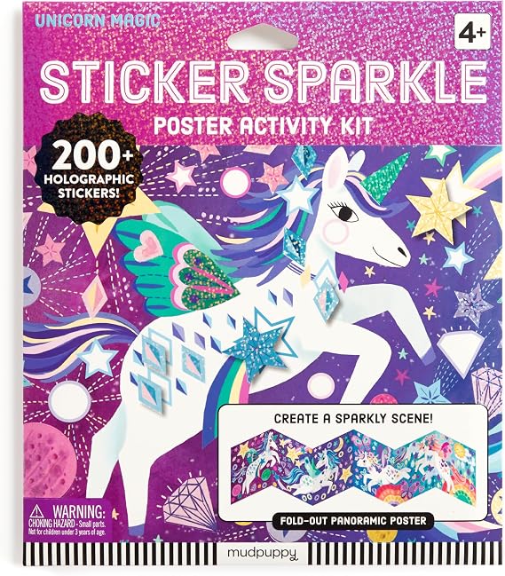 Mudpuppy Unicorn Magic Sticker Sparkle Poster Activity Kit with Illustrations of Sparkling Unicorns for Children Ages 4 and Up