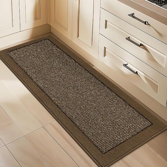 BEQHAUSE Kitchen Runner Rug 24"x60", Non Slip Kitchen Mat Washable, Brown
