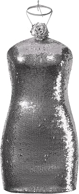 JW PEI Womens Burgundy Sequinned Halter Mini Dress