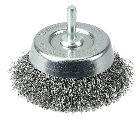 Weiler 2-3/4" Crimped Wire Cup Brush, .0118" Steel Fill, 1/4" Stem, Made in USA