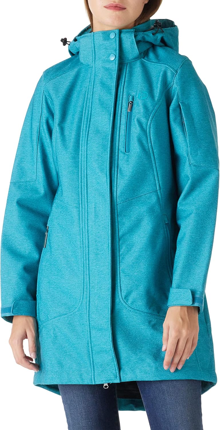 Outdoor Ventures Women's Long Softshell Jacket with Removable Hood Insulated Warm Fleece Lined Winter Coat Waterproof Parka