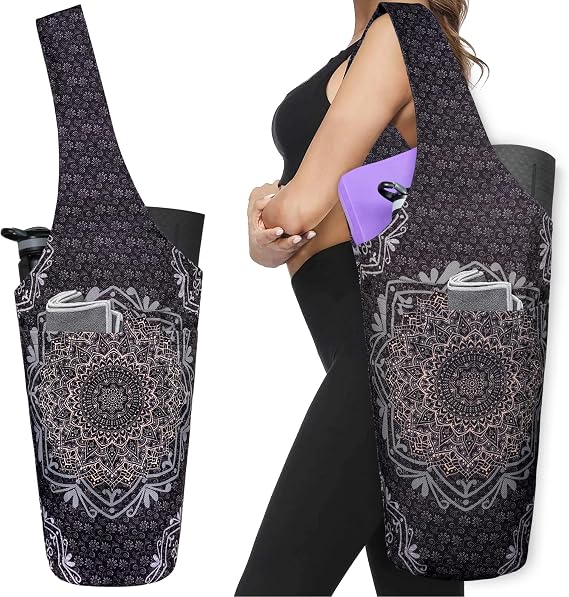 Yoga Mat Bag - Long Tote with Pockets - Holds More Accessories - Fits Most Mats
