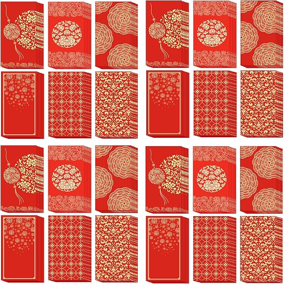 48 PCS Chinese New Year Red Envelopes, The New Year Hong Bao Lucky Money Packets with 6 Patterns Thick Chinese New Year 2025 Red Envelopes for Spring Festival Christmas Birthday Wedding