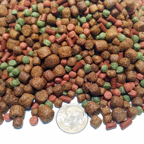 Gourmet Blend of 5-Types of Floating & Sinking Large Pellet Mix for Pacus, Arowanas, Oscars All Large Fish GB-410-1/4-lb