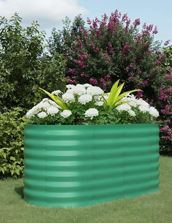 4x2x2FT Galvanized Raised Garden Beds Outdoor, Large Metal Deep Root Planter Box for Vegetables/Flowers/Herbs, Green