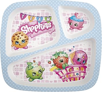 Zak Designs Shopkins 3-section Kids Plate, Kooky Cookie