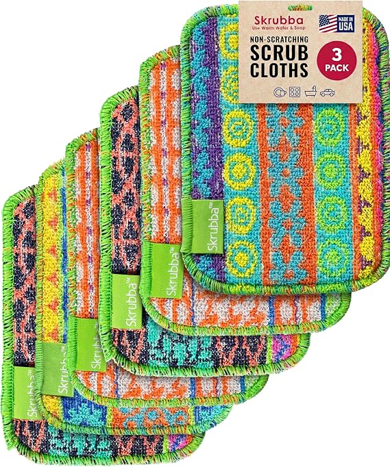 Wet-it! Skrubba 6-Pack Reusable Dish Scrubbers Non-Scratch Scouring Pads for Kitchen & Household Eco-Friendly, Dishwasher Safe Scrub Sponges for Dishes, Pots & Pans (Vogue)