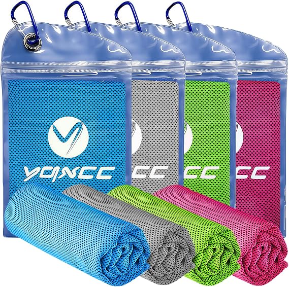 YQXCC 4 Pack Cooling Towels, 100x30 cm, Cool Towel for Neck & Face