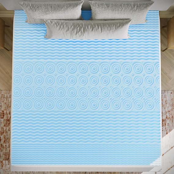Flash Furniture 2" 5-Zone Cooling Gel Mattress Topper, King | CertiPUR-US Certified, Cooling Gel, 5-Zone Support, Pressure Relief
