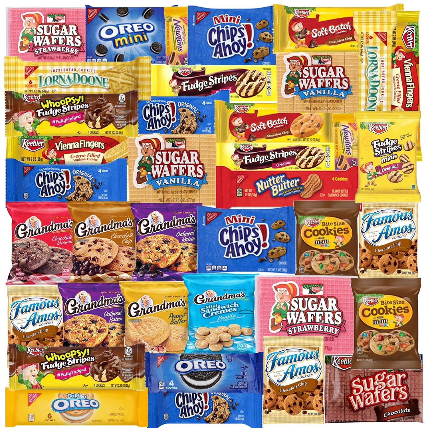 Assorted Cookies - 40 Packs - Variety Pack - Individually Wrapped Assortment Including: Oreos, Keebler, Grandma&amp;#39;s Cookies, Chips Ahoy and Much More of your Favorite Cookies