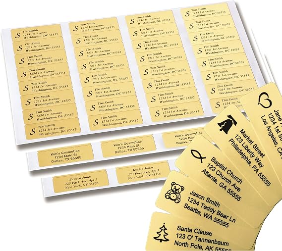 Return Address Labels - 500 Personalized Labels on Sheets (Gold)