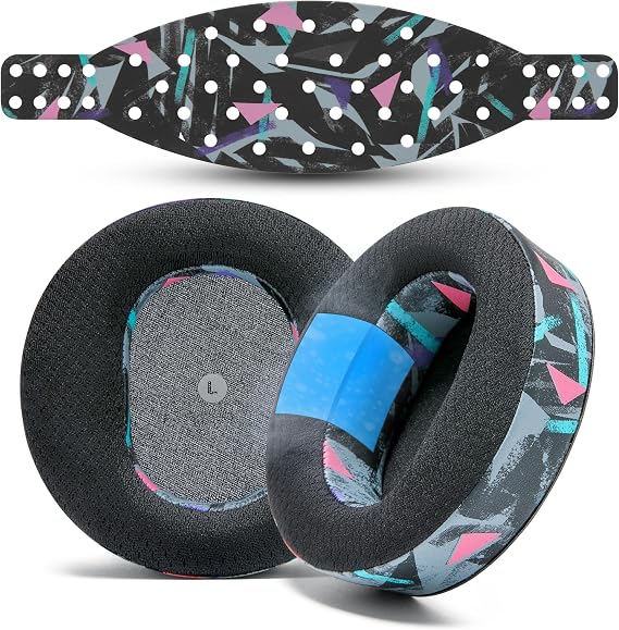 WC Mod Kit V2 for Maxwell Gen 1 Cooling Gel Earpads + Extra Wide Silicone Headband Compatible with Audeze Maxwell Xbox & PS5 Gen 1 by Wicked Cushions | Enhanced Comfort & Cooling | 90's Black