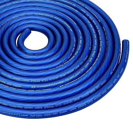 20 FT 1/0 AWG 0 GA Full Gauge Battery Power Cable Ground Wire Frost Blue OFC Copper