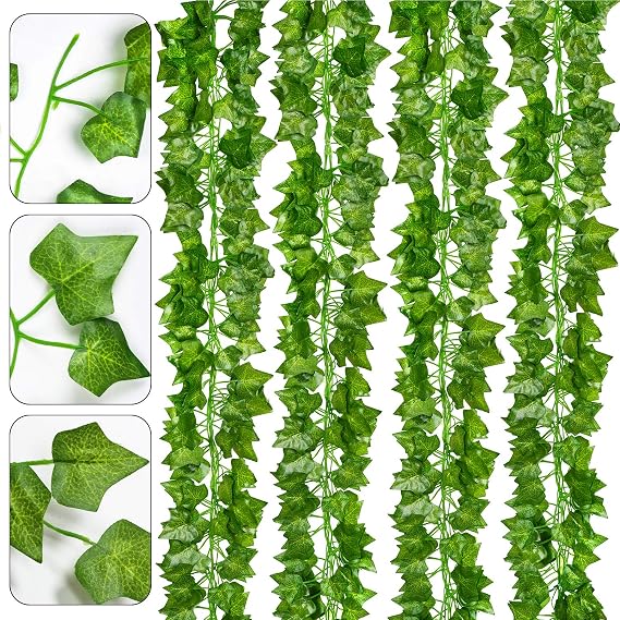 DearHouse 24 Pack 168Ft Artificial Ivy Vine Greenery Garlands Fake Plants Hanging Greenery Vine Leaves for Home Bedroom Office Wedding Wall Decor