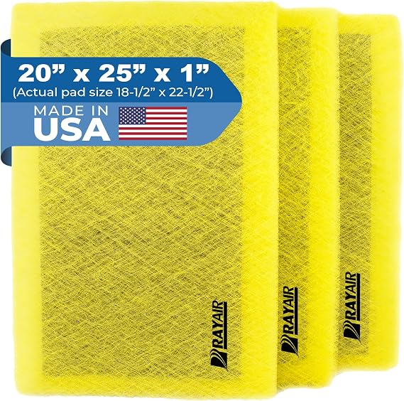 20x25 Filter Media Pads Designed to Fit MicroPower Guard | Air Cleaner Replacement Refills, Compatible With 20x25x1 Filter Frame, Yellow, 3-PACK, Made in USA