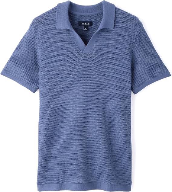 Huckberry Flint and Tinder Crochet Johnny Collar Polo, Mens Shirt